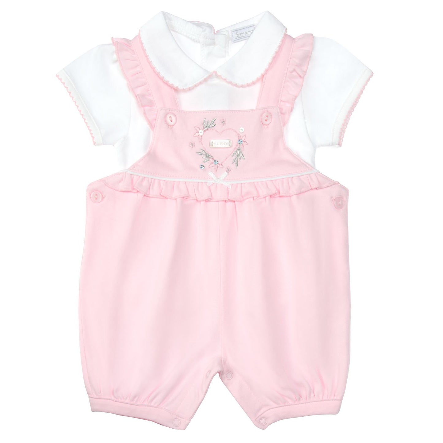 Amore By Kris X Kids Girls Summer Pretty Heart Dungaree Set 8012