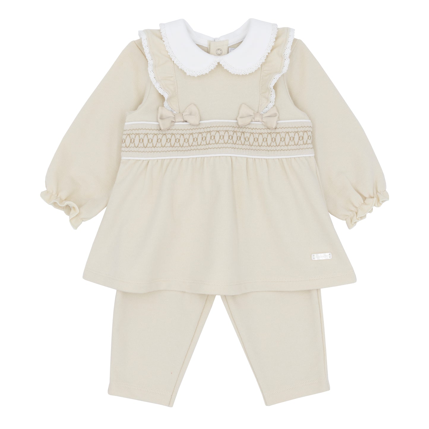Amore Winter Girls Classic Beige Smocked Tunic And Leggings Set AM0001