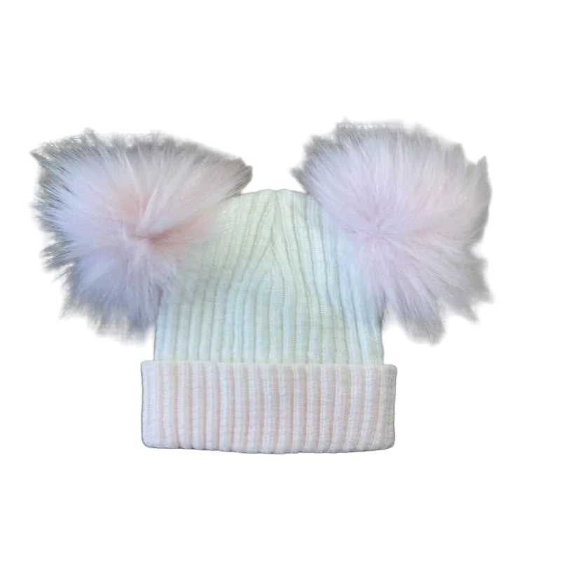 My Little Chick Double Pom Pom Hat Pink And White