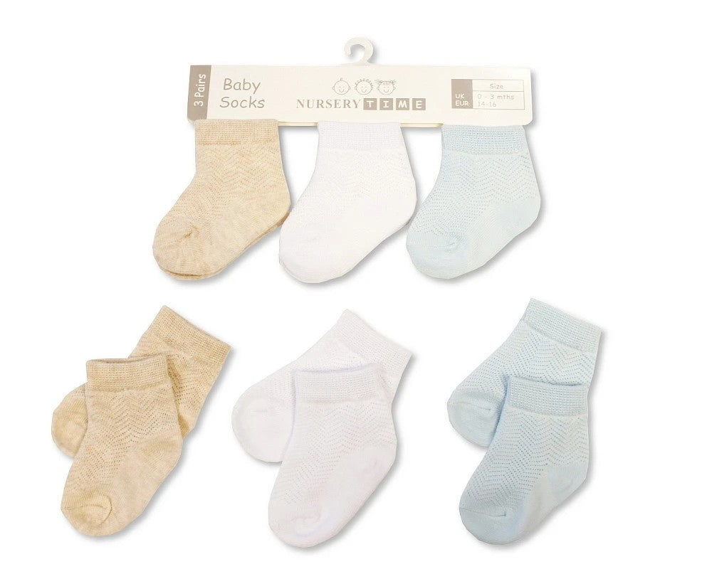 Nursery Time Baby Boys Three Pack Socks