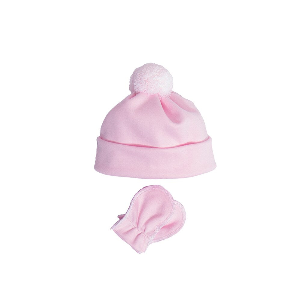Sätila Cotton Baby Hat And Mittens Blabar Light Pink