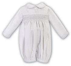Sarah Louise Winter Boys Grey Check Smocked Bubble 013070
