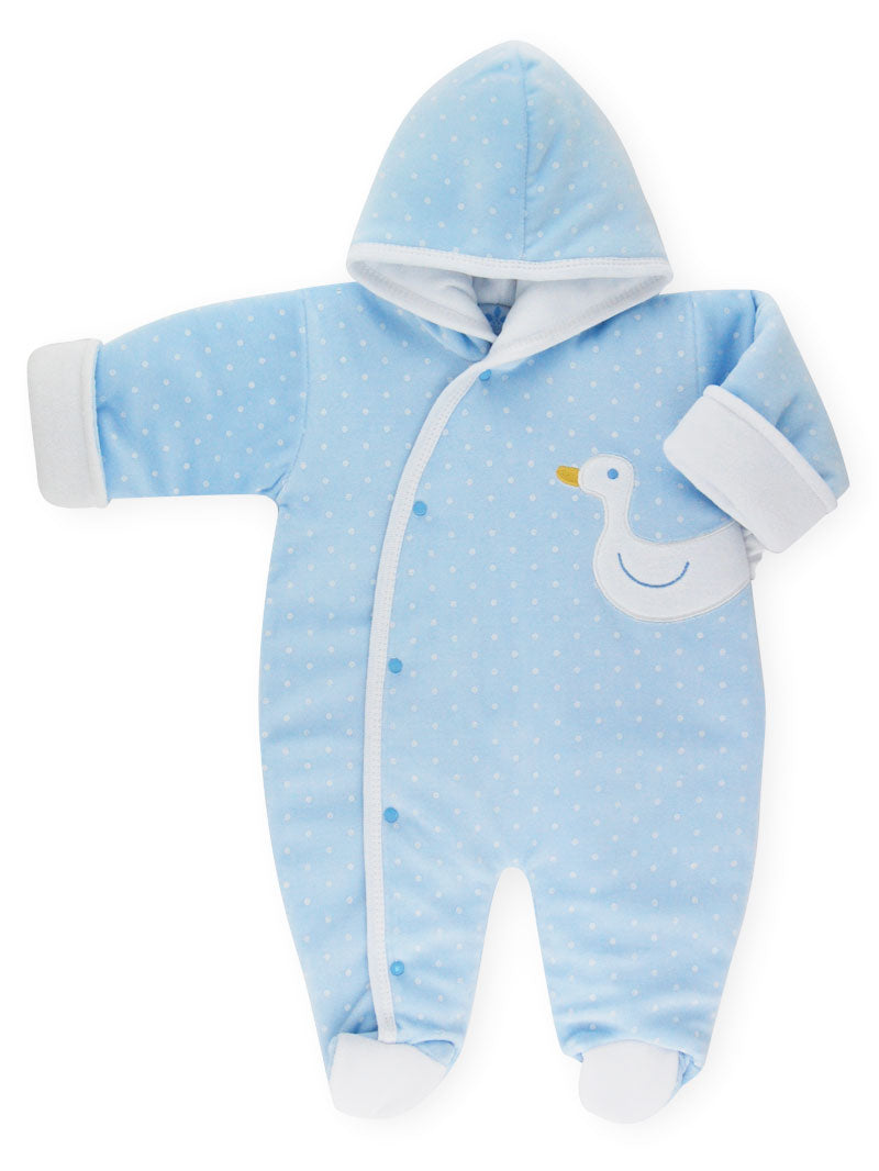 Sardon Spanish Velour Duck Pramsuit Pale Blue 25HA-703