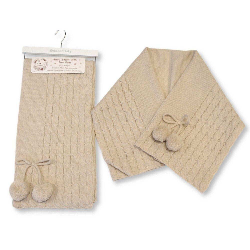 Snuggle Baby Shawl With Pom Pom Taupe