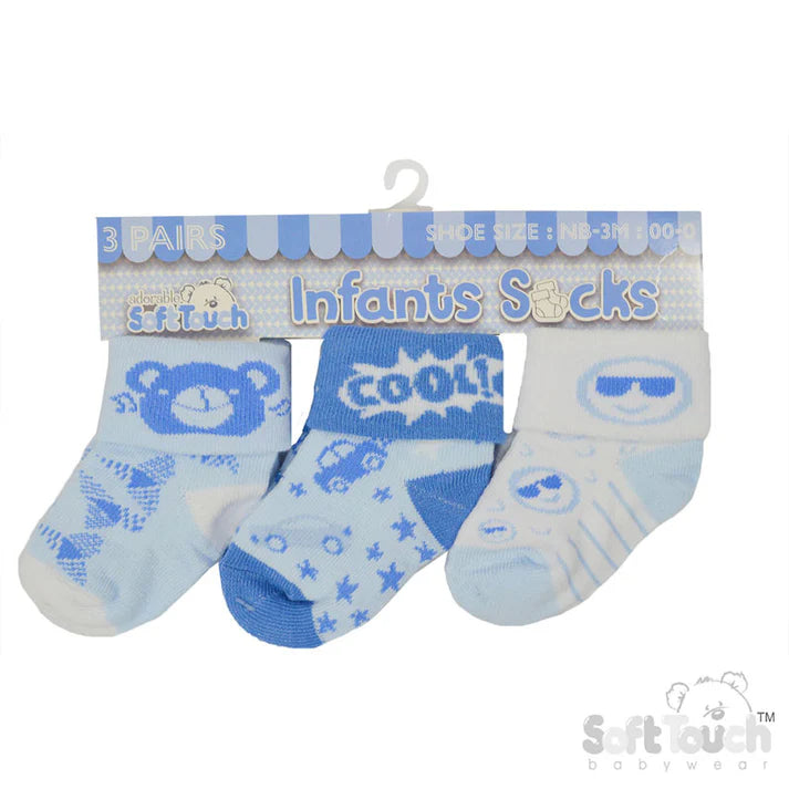 Soft Touch Boys Three Pack Socks Cool On Label