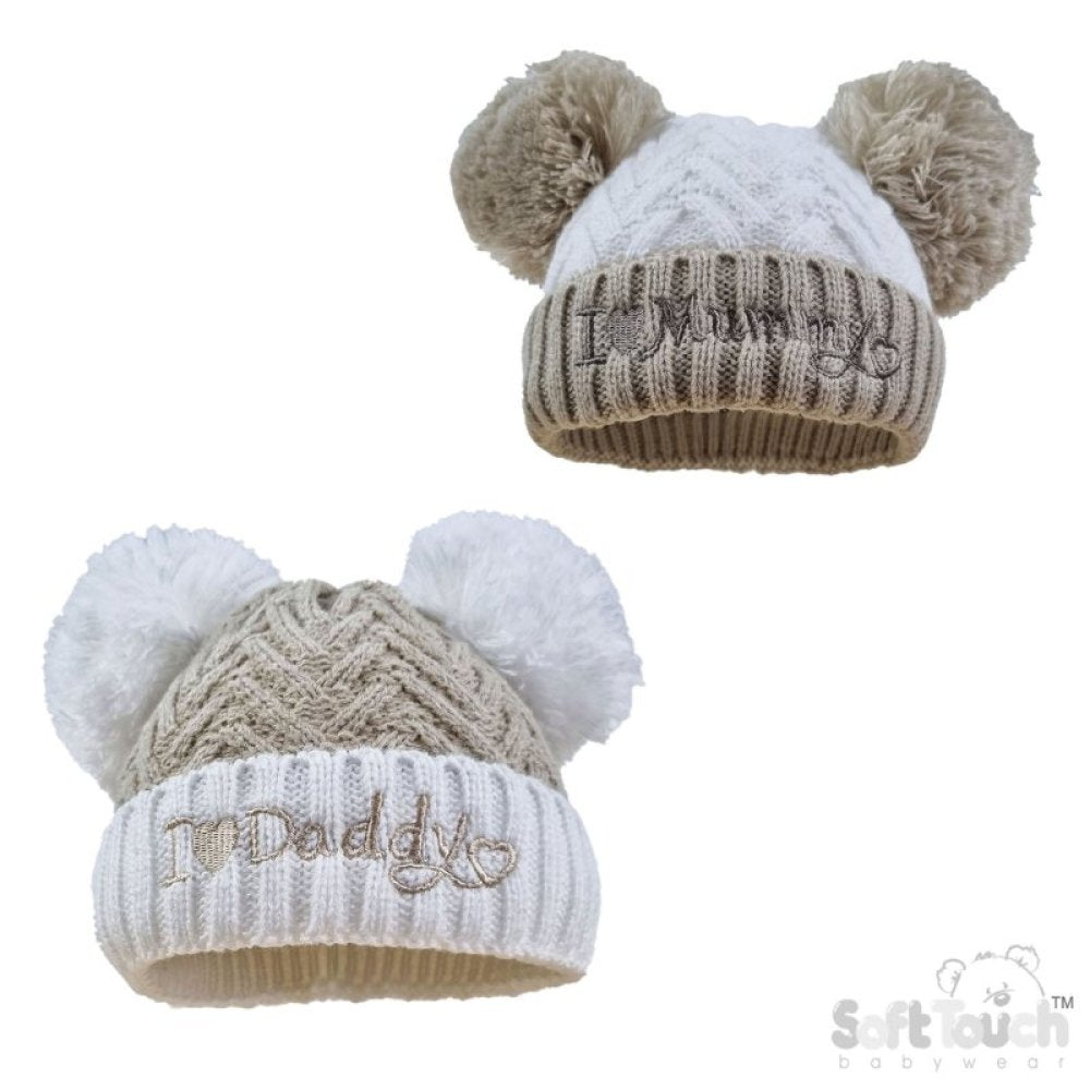 Soft Touch Coffee I Love Mummy Chevron Pom Pom Hat