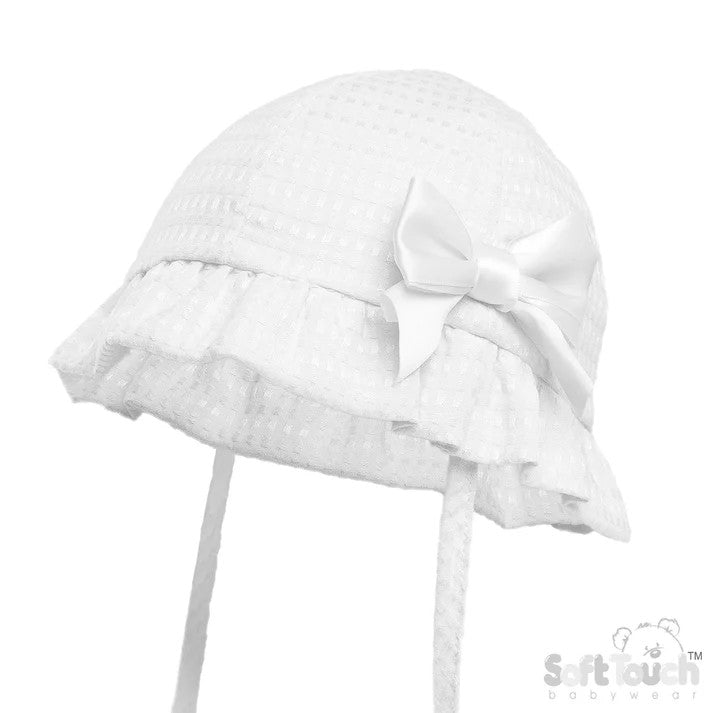 Soft Touch White Girls Sunhat With Bow