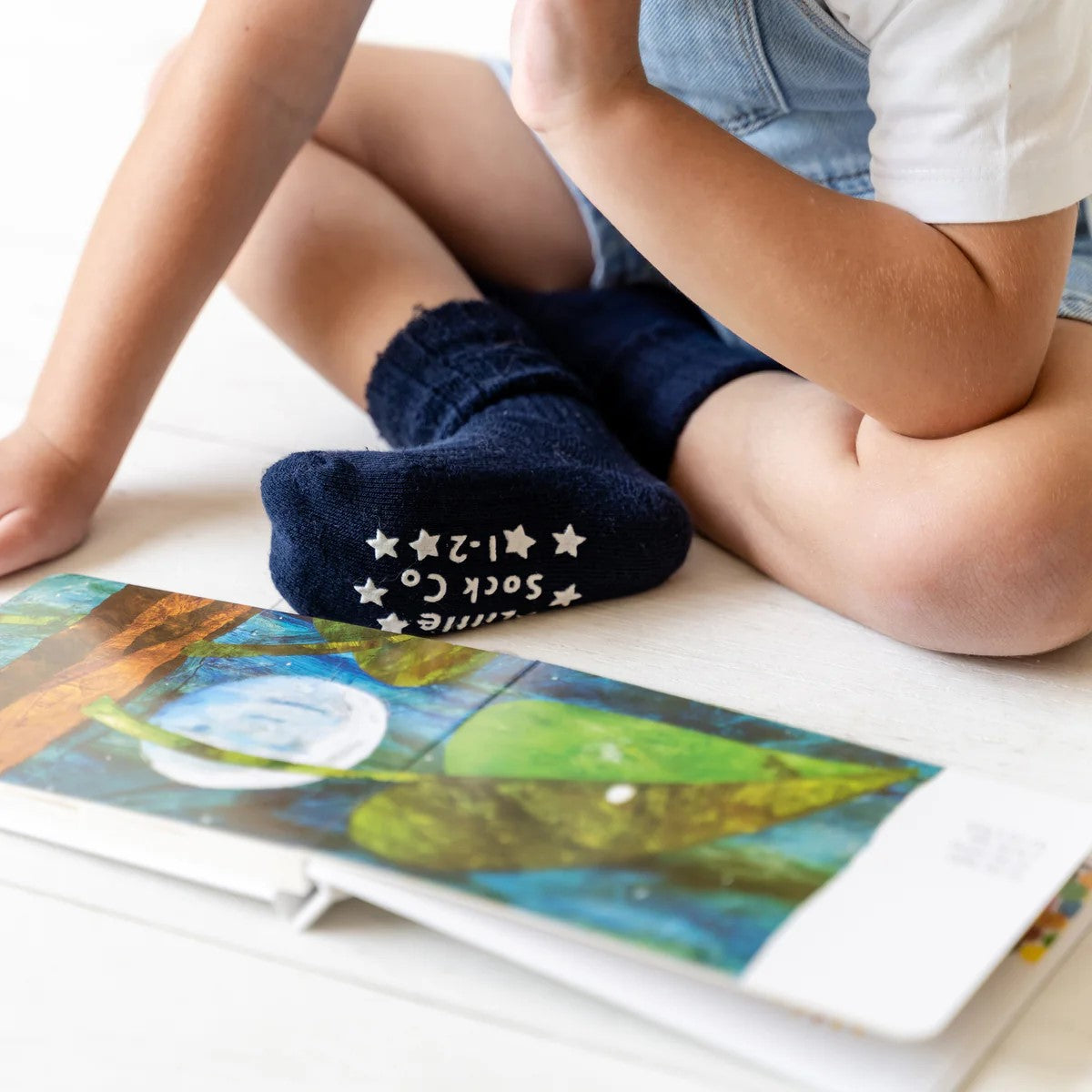 The Little Sock Company Cosy Stay On Winter Warm Non-Slip Socks Navy Studio Shot