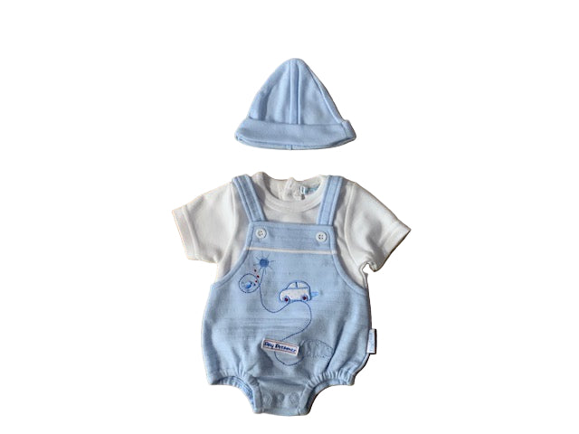 Tiny Chick Prem Summer Bubble Dungaree Set Sky Blue