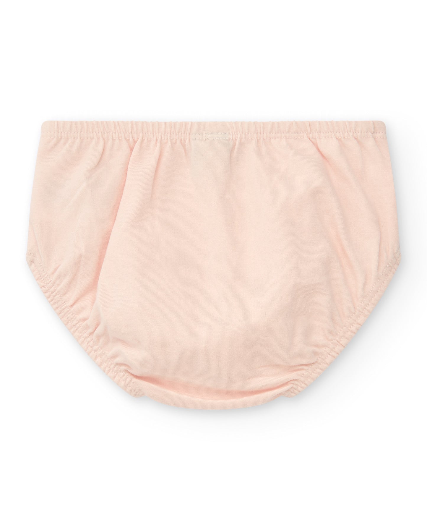 Light pink baby bloomers on a white background back view