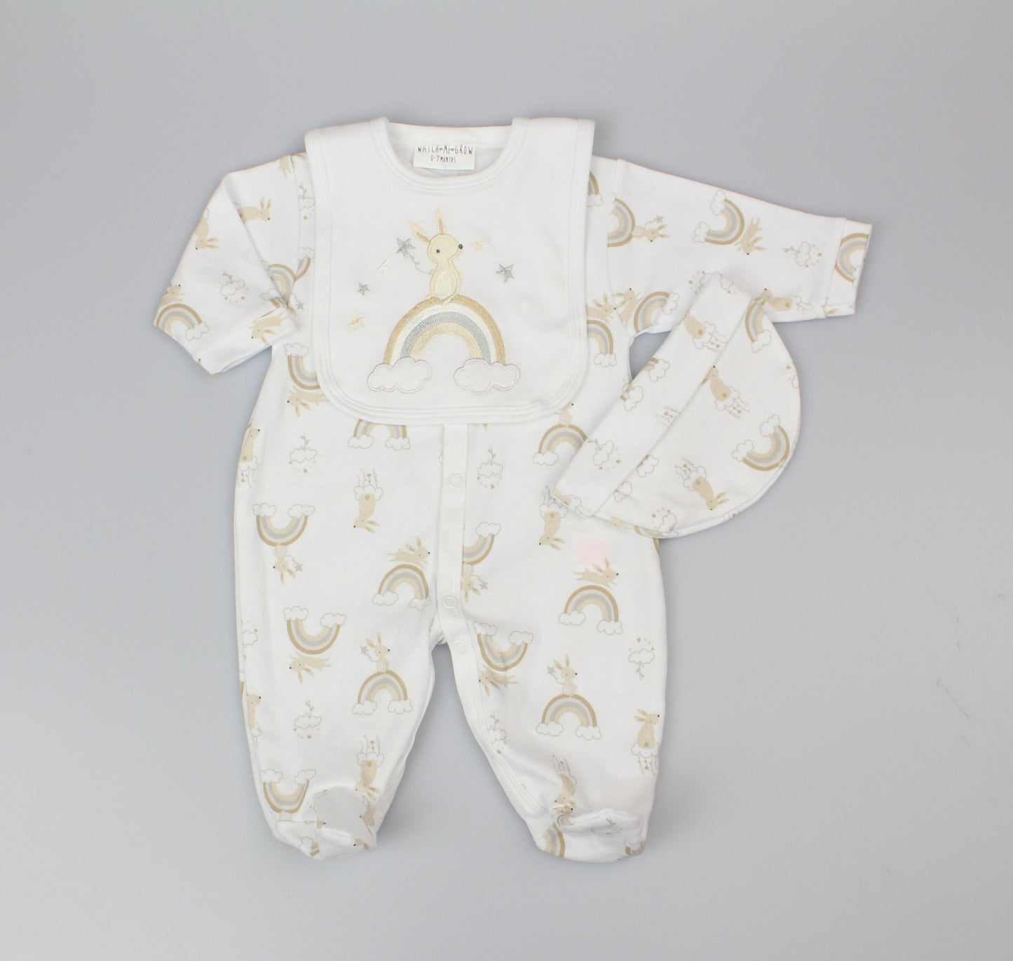 Watch Me Grow Three Piece Gift Set Rabbit And Rainbows GFT/G13095