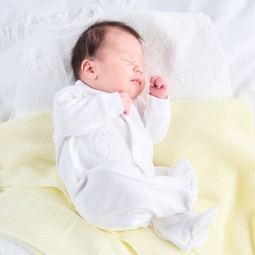 Dandelion Rabbit & Star Ribbed Sleepsuit White AV20355