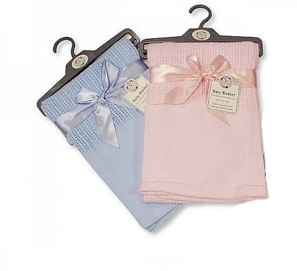 Snuggle Baby Cellular Cotton Blanket With Plain Solid Panel BW112-1044