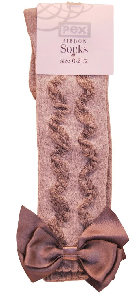 Pex Grazia Knee High Bow Sock Grey