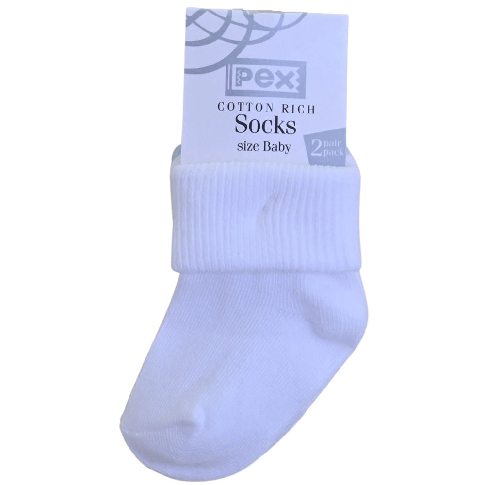 Pex Roma 2 Pack Turn Top Ankle Socks White/White