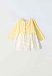 Ebita Summer Ditsy Floral Dress With Cardigan Lemon 2503