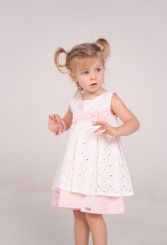 Ebita Summer Layered Dress Ivory And Pink 2501