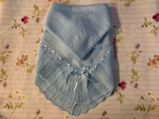 Sardon Spanish Knitted Summer Shawl Pale Blue With Bow 23AM-700