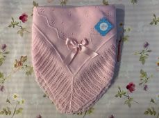 Sardon Spanish Knitted Summer Shawl Pink With Bow 23AM-701