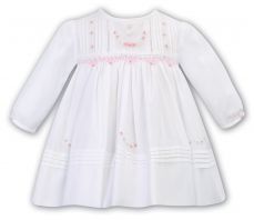 Sarah Louise Winter Dress White With Pink Embroidery 012769