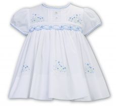 Sarah Louise Summer White Dress Blue Floral Embroidery 013185
