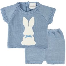 Dandelion Knitted Bunny Top & Shorts Dusky Blue A3594