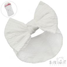 Soft Touch White Cable Headband With Bow