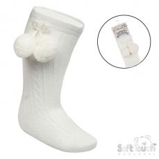 Soft Touch Knee High Pom-Pom Socks Cream