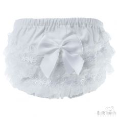 Soft Touch Organza Lace Flower Frilly Pants White