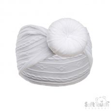 Soft Touch White Cable Headband With Turban Knot