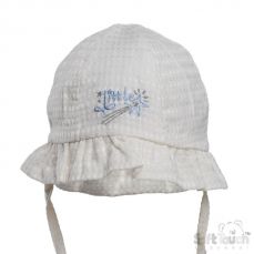 Soft Touch White Boys Sunhat With Little Star Embroidery