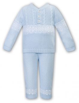 Dani By Sarah Louise Winter Boys Two Piece Set Blue And White D09651