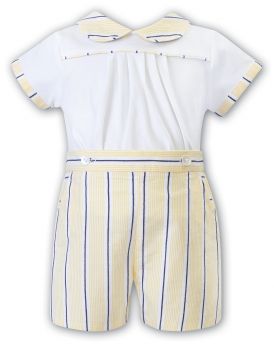 Sarah Louise Boys Summer Two Piece Lemon And Navy 012991