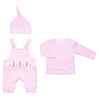 Just Too Cute Prem Peter Rabbit Smocked Overall Set Pink