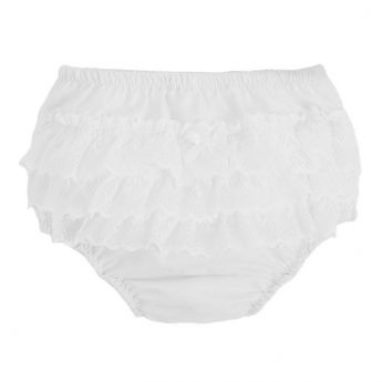 Soft Touch Zigzag Lace Frilly Pants White
