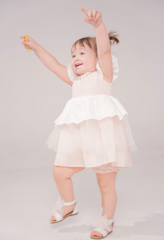 Ebita Summer Striped Dress With Pants 2529