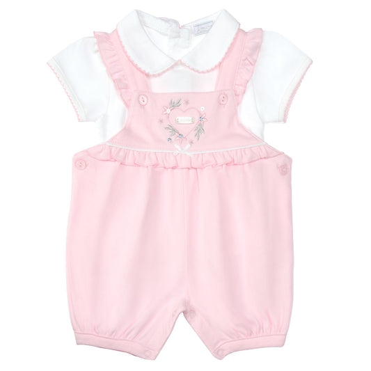 Amore By Kris X Kids Girls Summer Pretty Heart Dungaree Set 8012