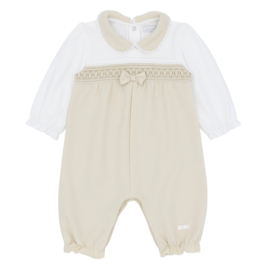 Amore Winter Girls Classic Beige Smocked Romper AM0003