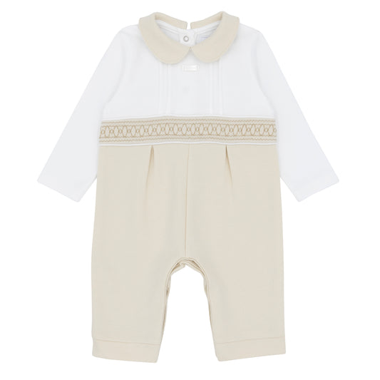 Amore Winter Boys Classic Beige Smocked Romper AM0004