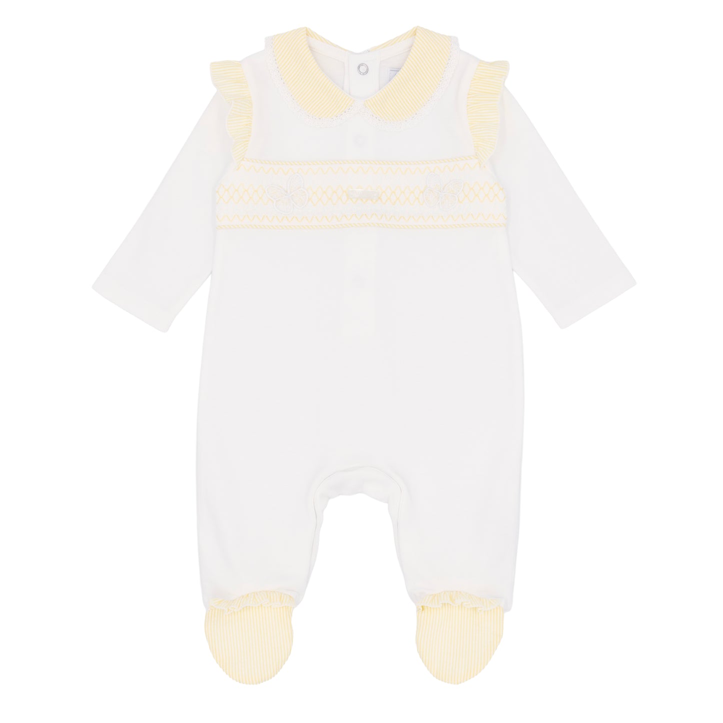 Amore Girls Butterfly Gingham White And Lemon All In One AM0074W