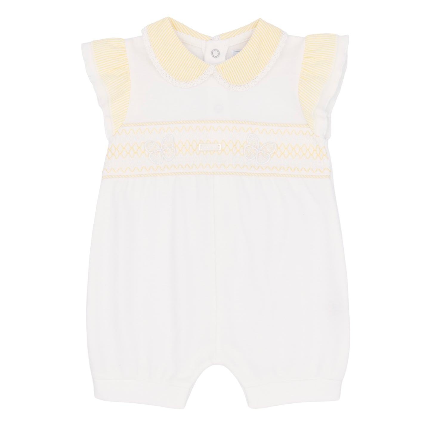 Amore Girls Butterfly Gingham White And Lemon Shortie AM0077W