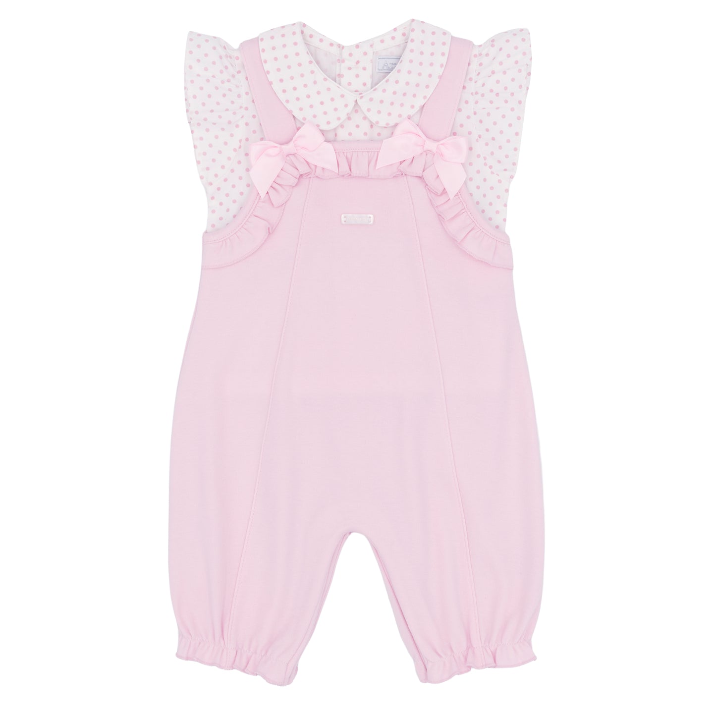Amore Girls Summer Pink Polka Dot Dungaree Set AM0057