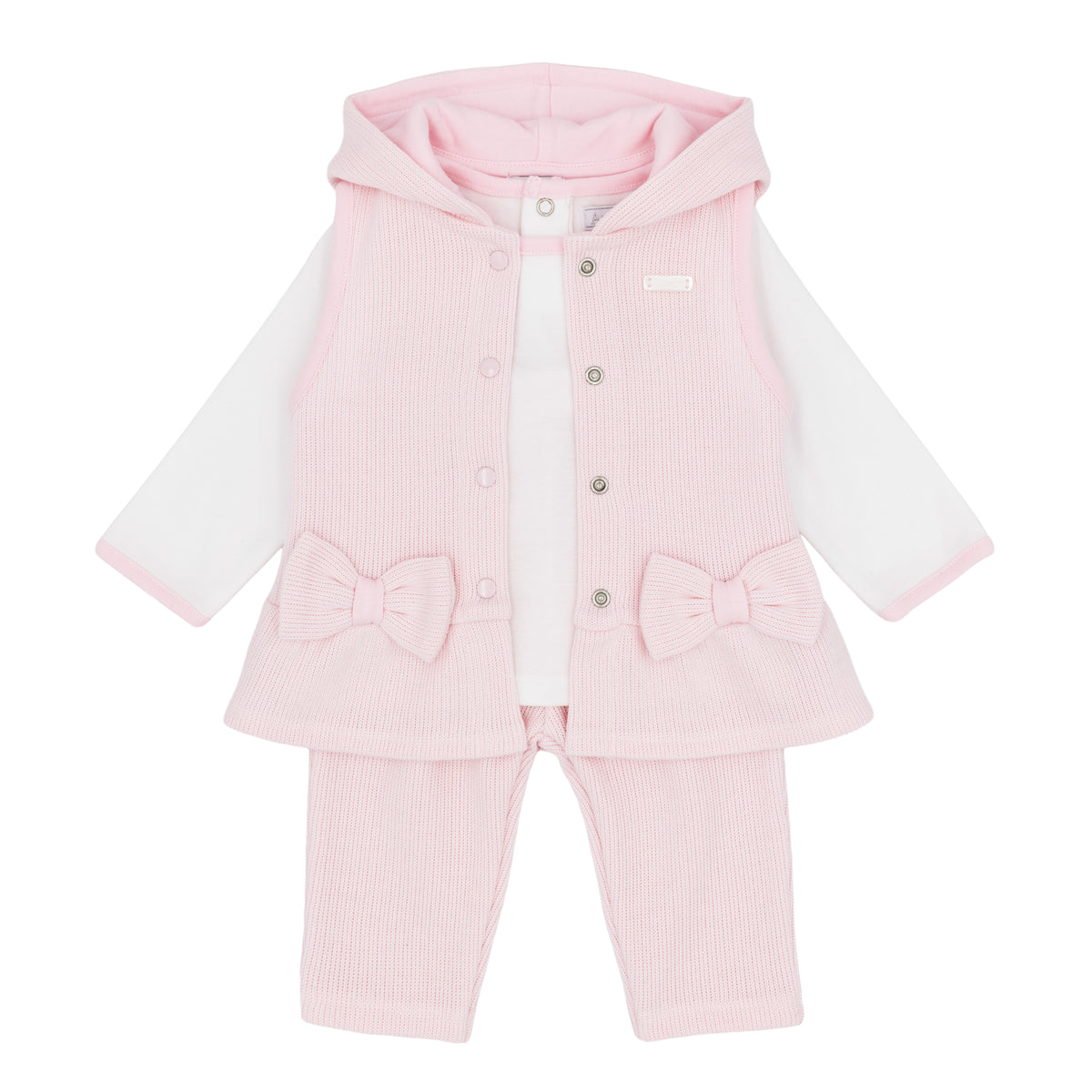 Amore Girls Winter Pink Knitted Rib Three Piece Set AM0124