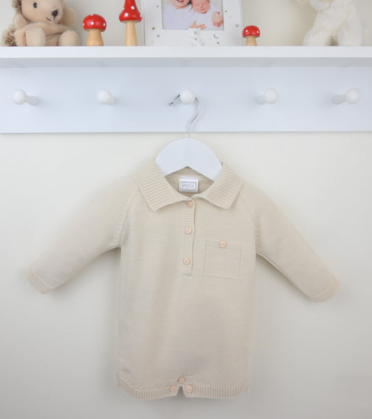 Pex Winter Knitted Louis Romper Natural