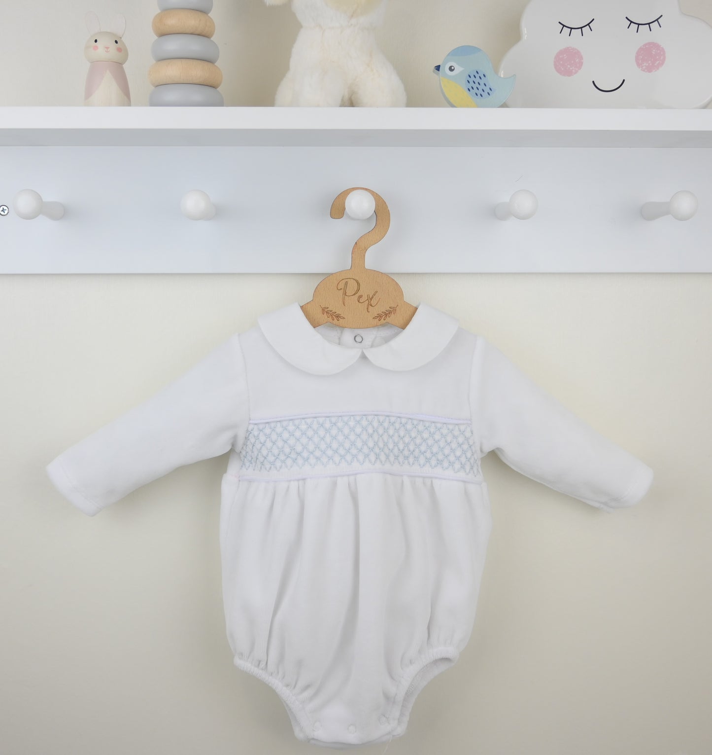 Pex Winter Velour Albert Romper White