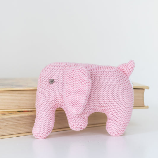 Best Years Knitted Organic Elephant Rattle Pink