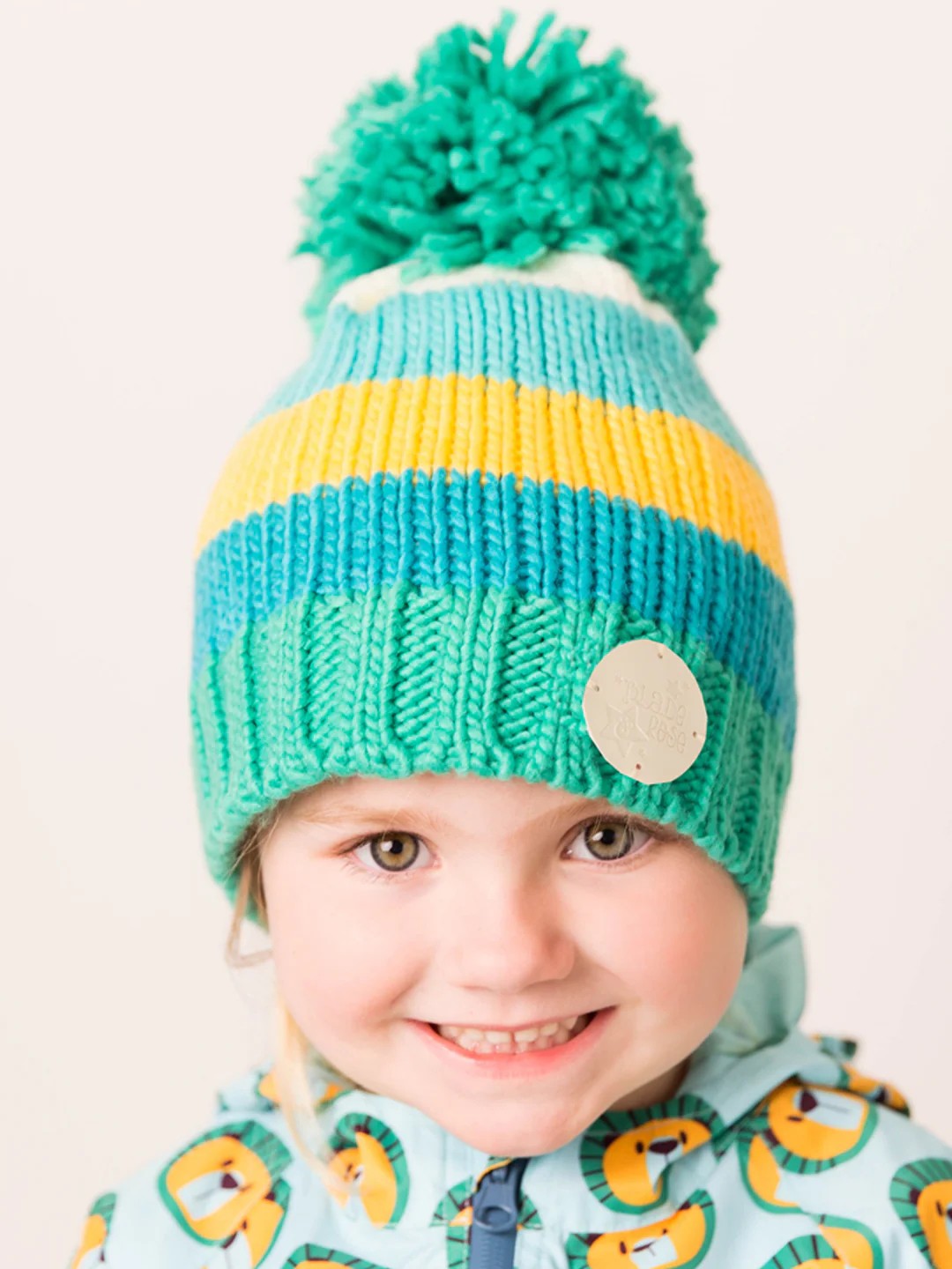 Blade & Rose Green And Mustard Bobble Hat
