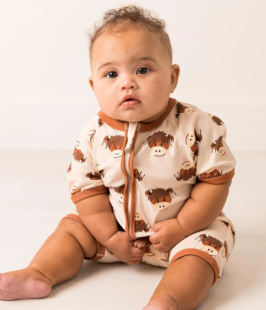 Blade & Rose Neutral Hamish Highland Cow Summer Romper