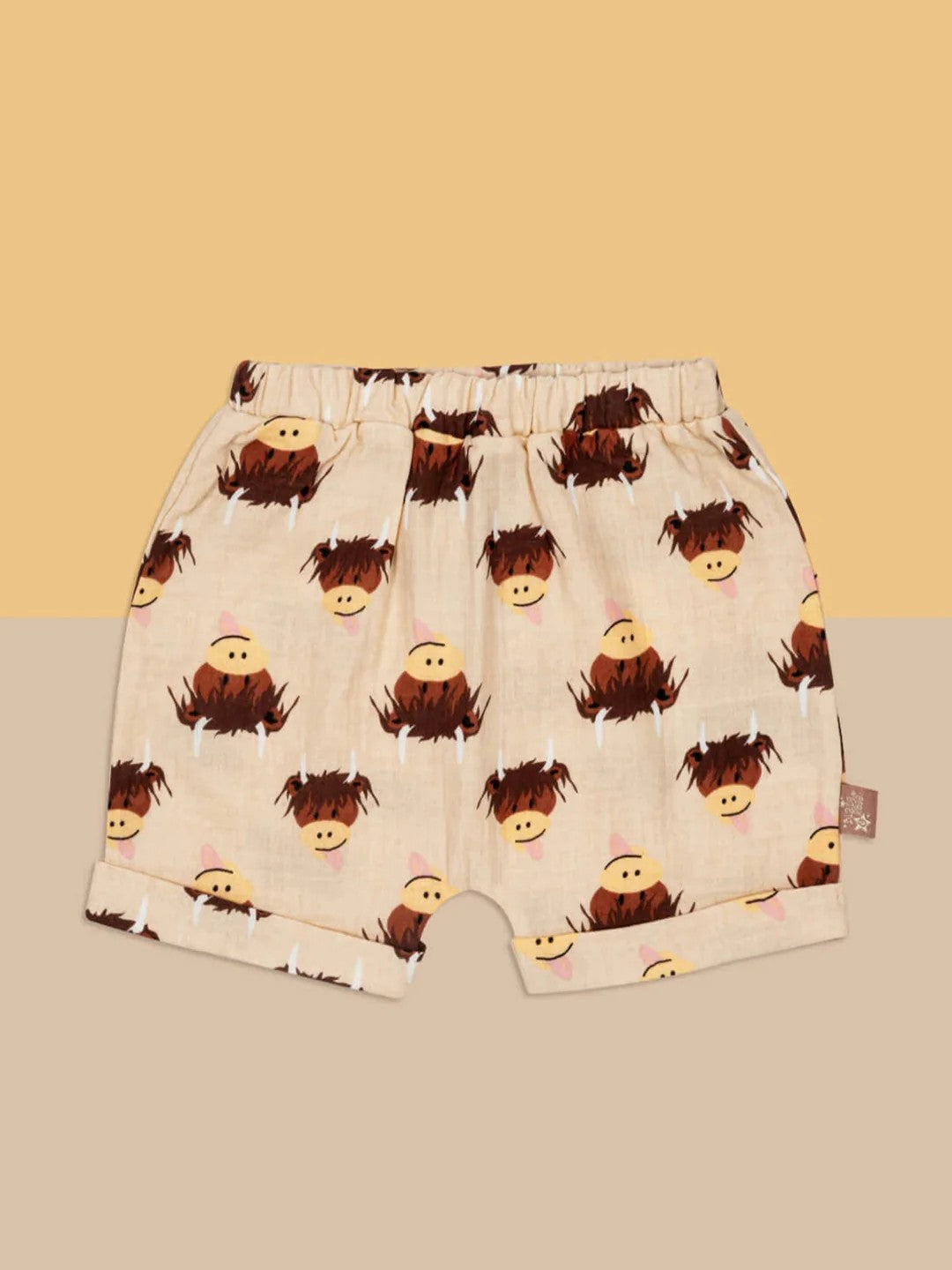 Blade & Rose Neutral Hamish Highland Cow Muslin Shorts