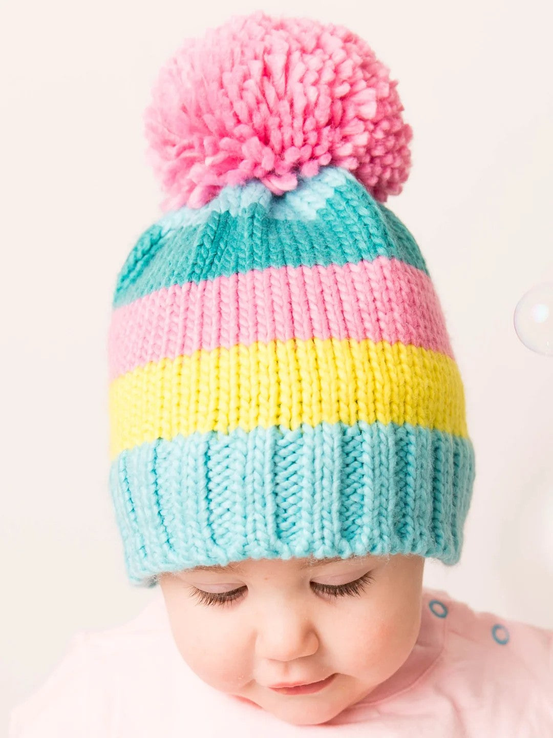 Blade & Rose Pastel Striped Bobble Hat